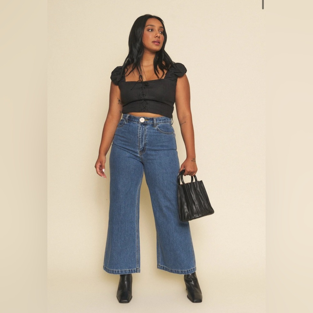 Whimsy + Row Flora Dark Denim Crop Pants | Size 28